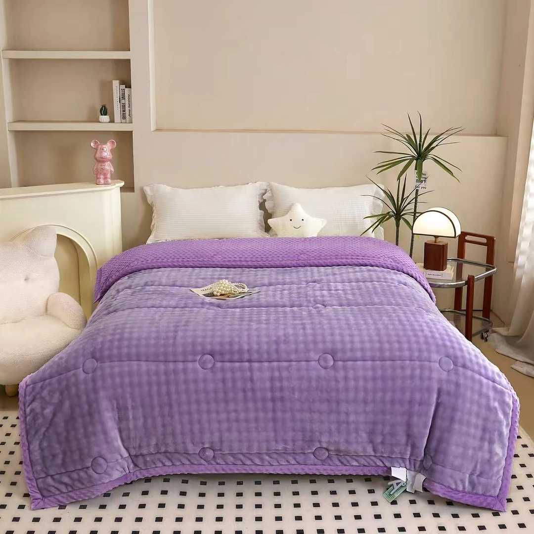 美凯鑫秋冬新款泡泡绒牛奶绒豆豆秋冬被