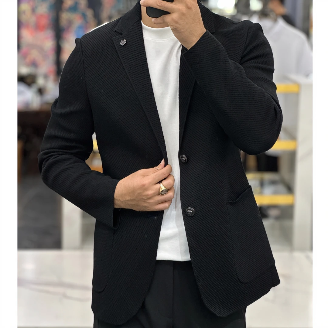 男士时尚简约修身商务休闲百搭针织西服 KF135