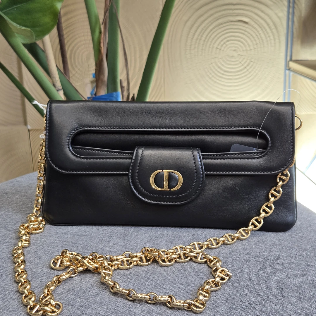 95新 DIOR/迪奥 达达/黑金手拿链条包