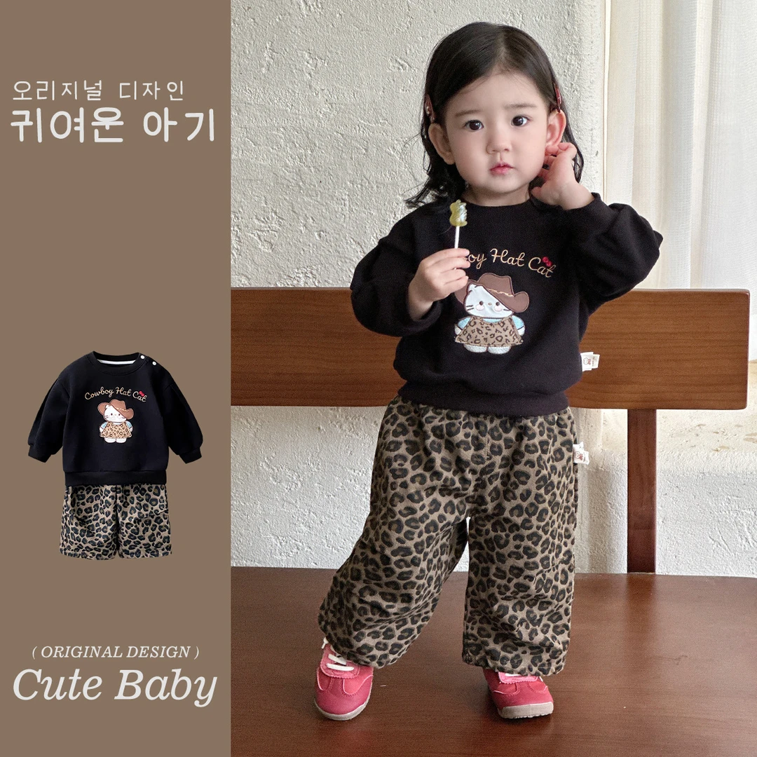 【4号】-蔓葡-潮款豹纹两件套款宝宝外贸套装小女孩外出服-A067