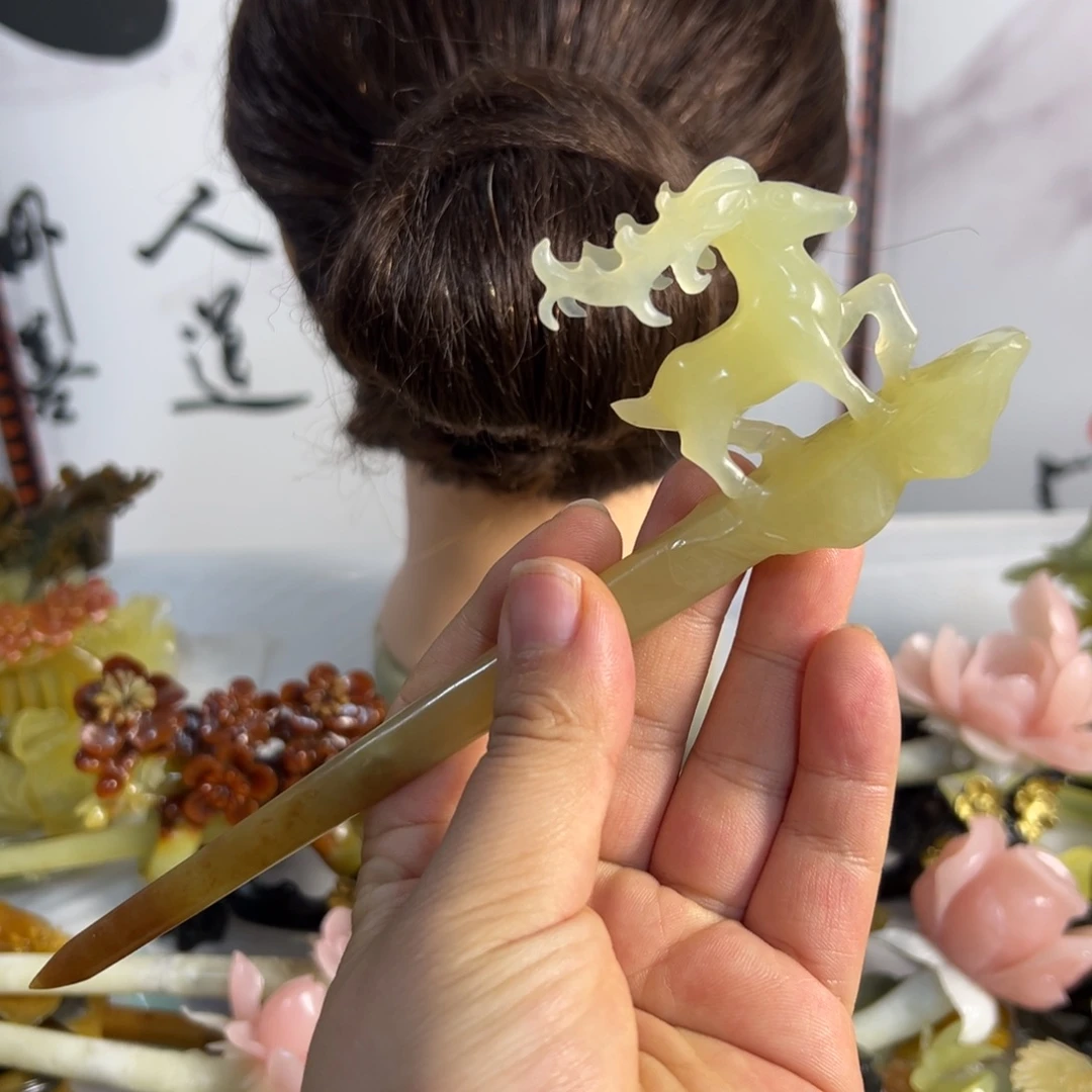 定制蛇纹石玉毛货发饰