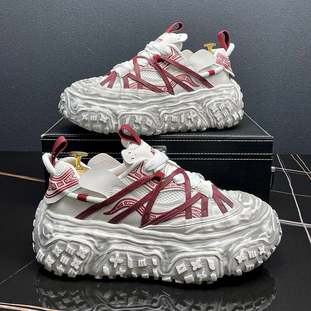 老爹鞋男款2025爆款透气网面鞋增高厚底溶解鞋百搭运动休闲鞋