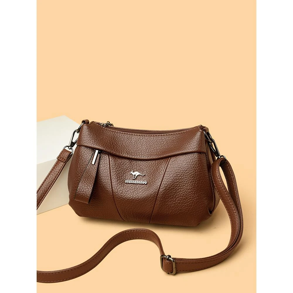 袋鼠真皮女包包单肩包2025秋冬新款时尚休闲百搭中年妈妈包斜挎包