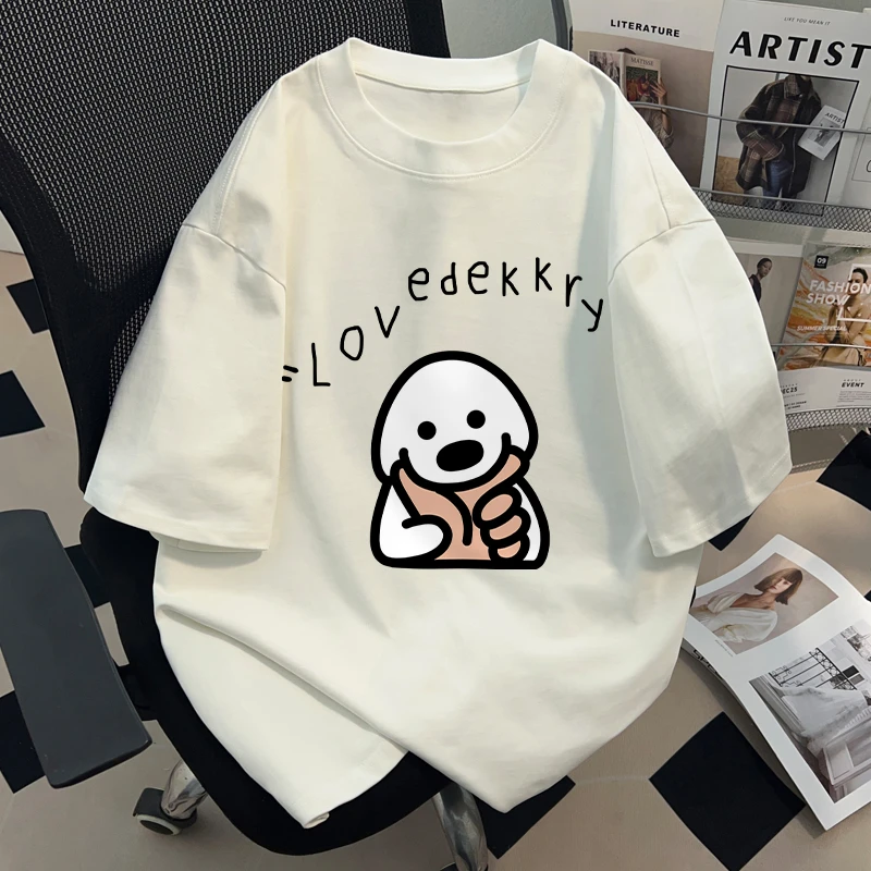 jtrt潮牌美式卡通小狗字母印花夏季纯棉短袖t恤男女慵懒休闲上衣