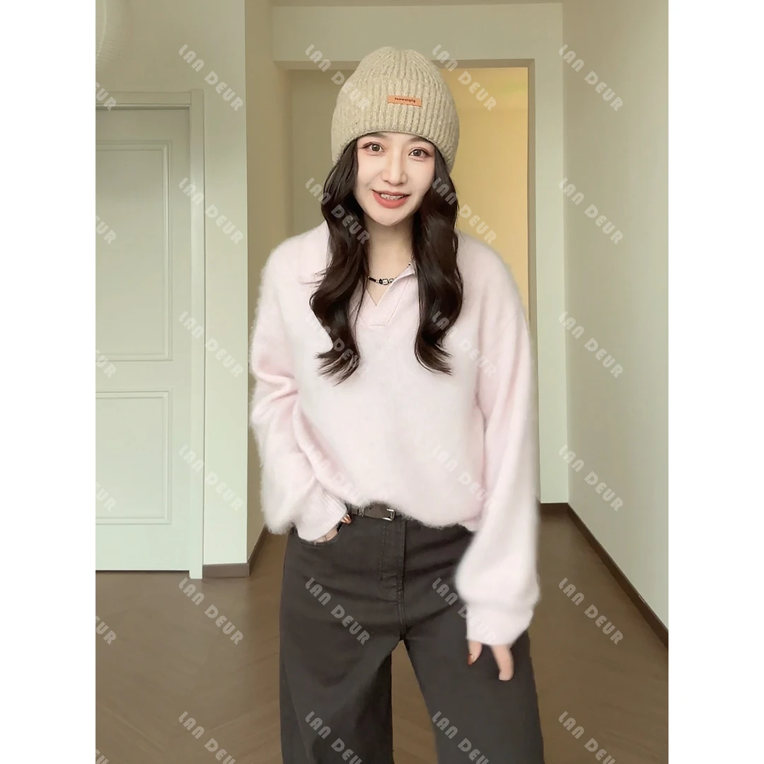 【色感呼吸】羊毛羊绒毛衣气质宽松显瘦套头海鸥领针织衫女