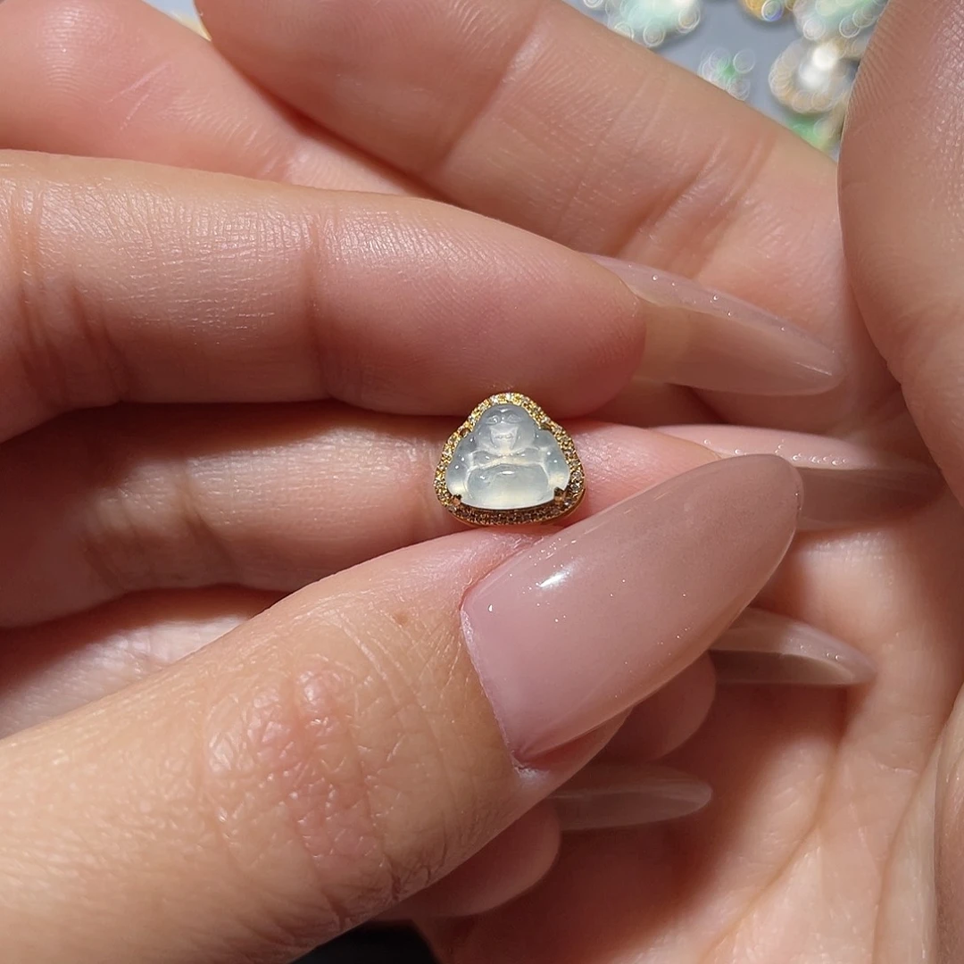 吊坠(不含链)18K金镶嵌翡翠