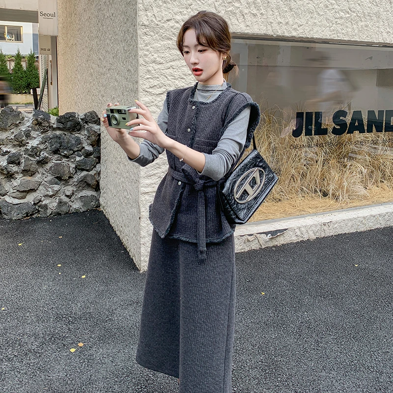 名媛小香风套装裙女2025春季年新款洋气时髦高腰半身裙三件套