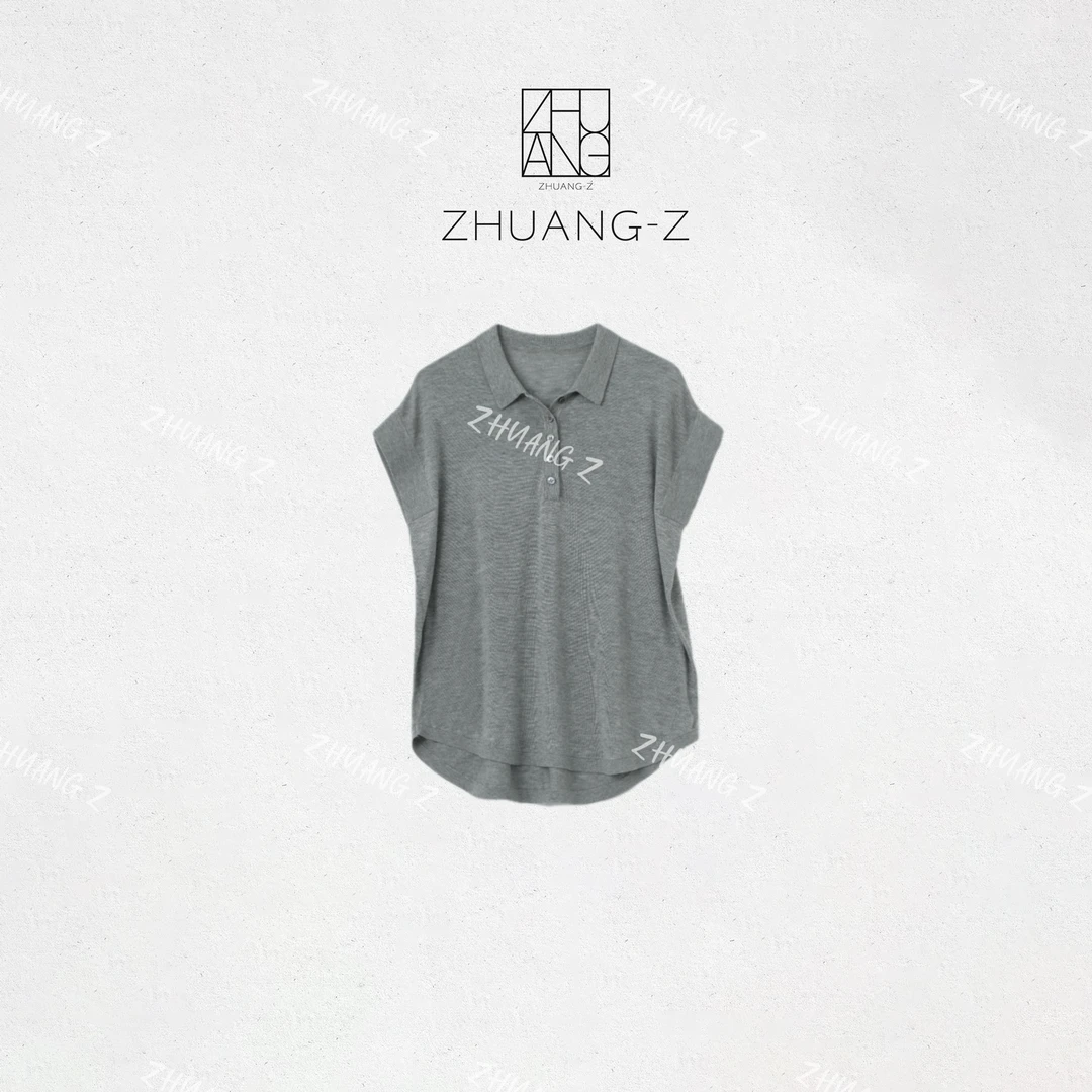 【ZHUANG -Z】（华尔街）通勤气质显瘦极简百搭POLO领短袖针织衫上衣