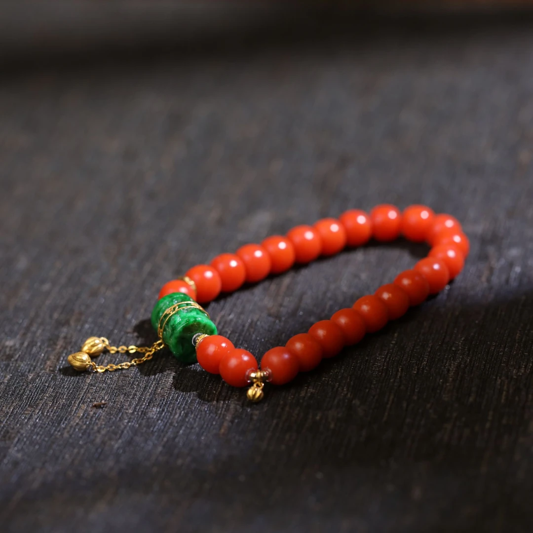 佳盈|南红*手串*18K金镶嵌LYC25020425多样性发其一