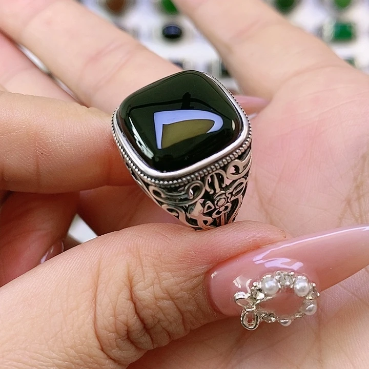 银S925镶嵌戒指玛瑙/玉髓