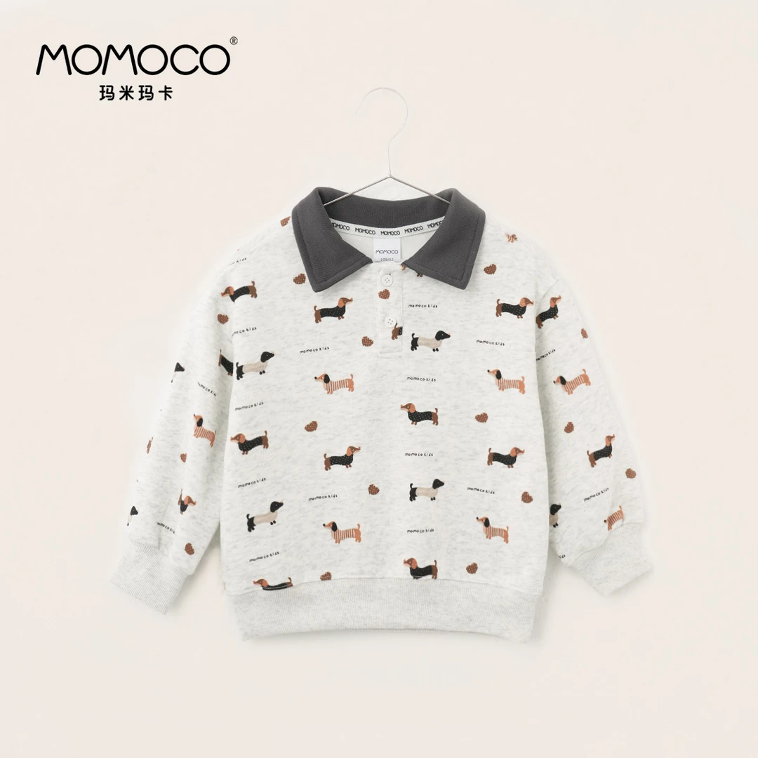 MOMOCO2025春秋欧若风男童潮流印花休闲卫衣77130232013