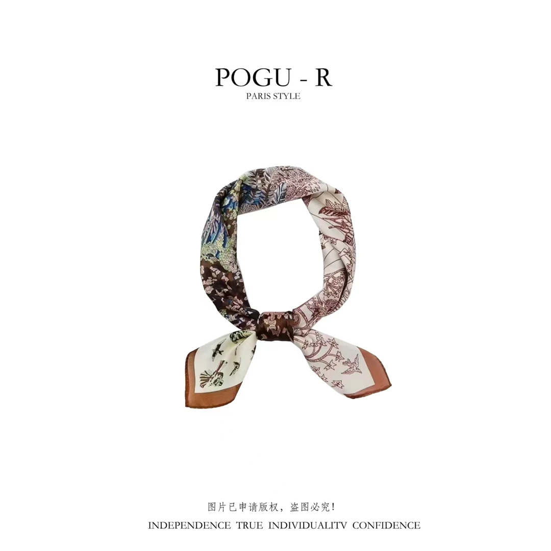 POGU-R 简约小众设计百搭丝巾韩系时尚印花护颈围巾SJ-3151