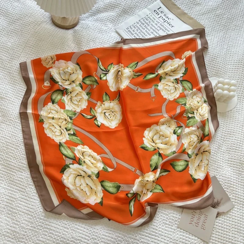 f70-1  丽景缎70*70左右气质丝巾方巾时尚 繁花