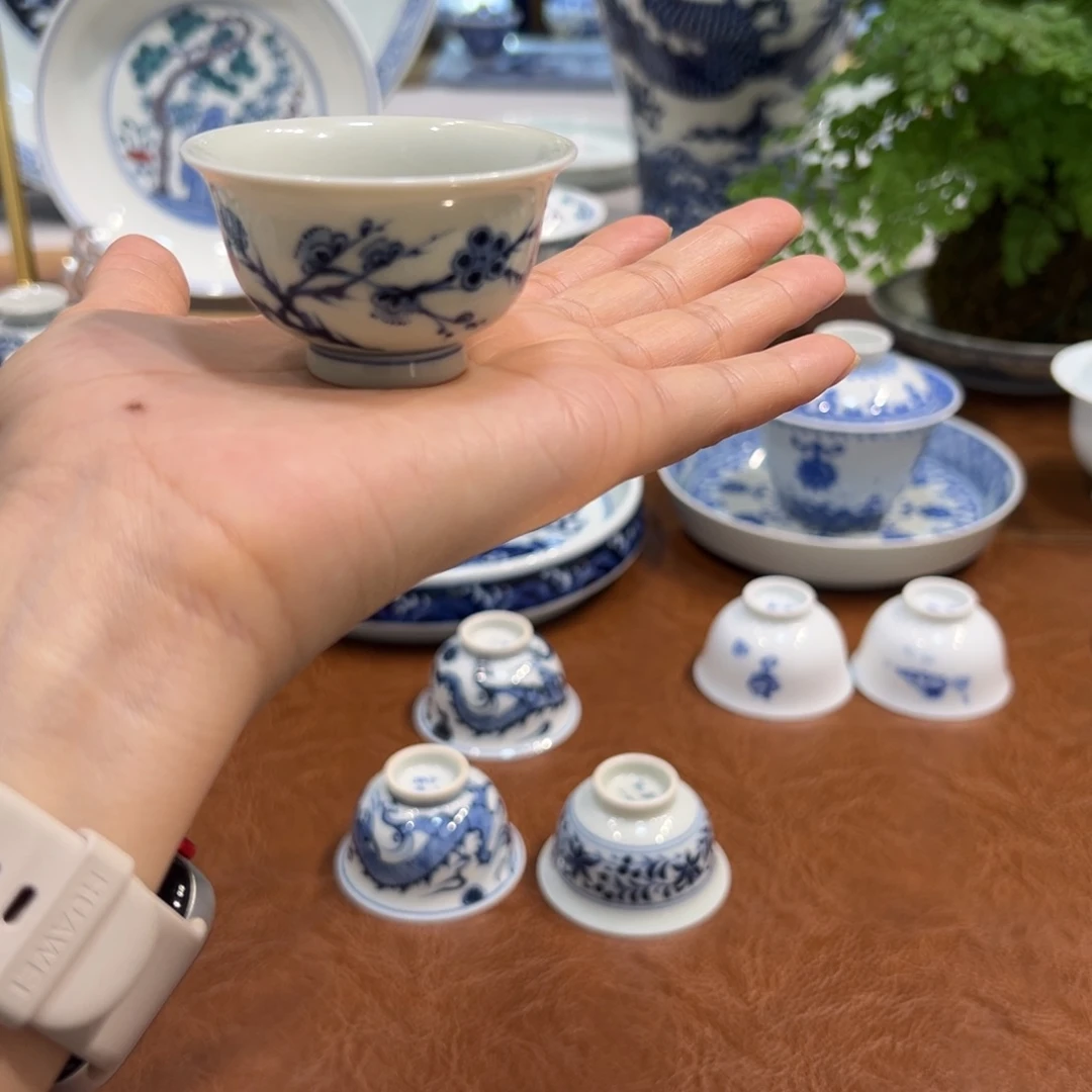 杯子青花月影梅小压手杯