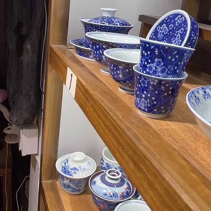 新***部青花冰梅6件套茶具