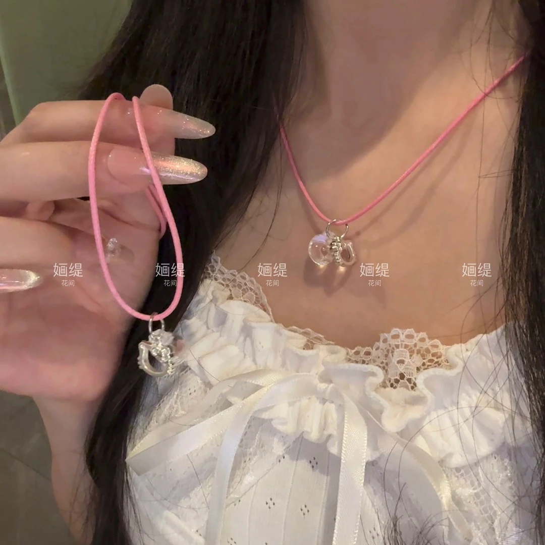 甜妹透明KT猫项链ins小众设计感送女友闺蜜颈链
