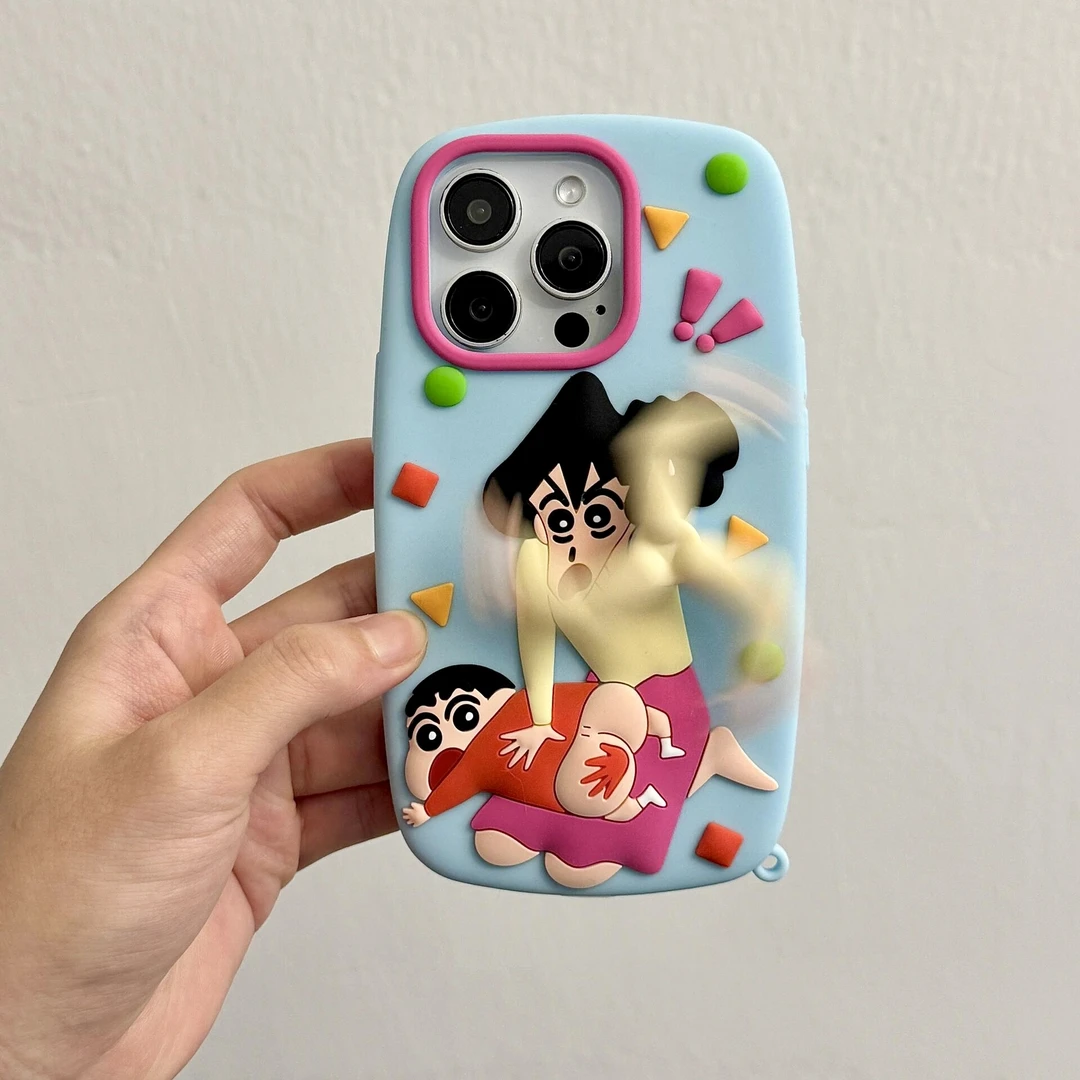 BANCA旋转打屁屁美伢小新适用苹果15/16promax手机壳14/13/12硅胶