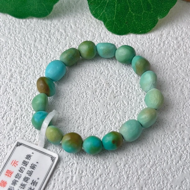 899天然绿松石糖豆半成品6.5mm左右，重量含签约6.3g