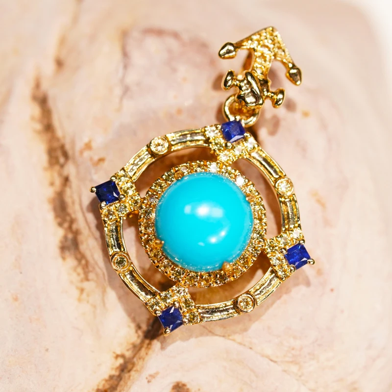 18k金绿松石蓝宝石“梦境巡游”时尚吊坠(不含链,约卡20*16mm)MSD2