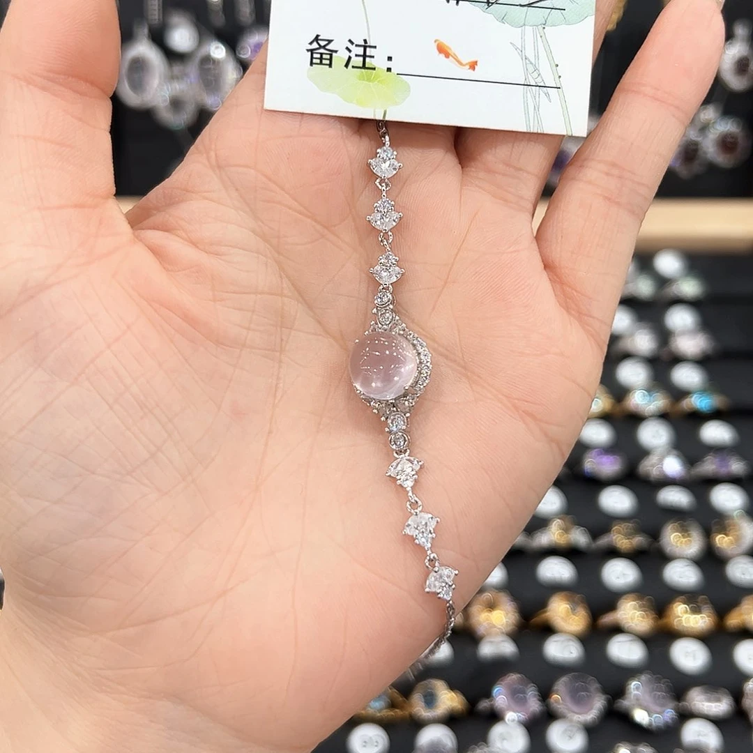 烟晶手链银S925镶嵌手链