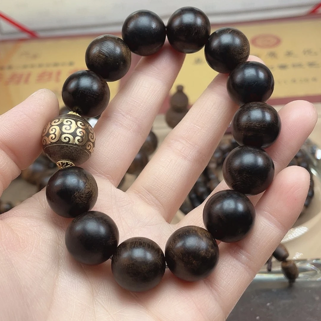 沉香手串越南芽庄白棋雷击缨子瘤疤1:6