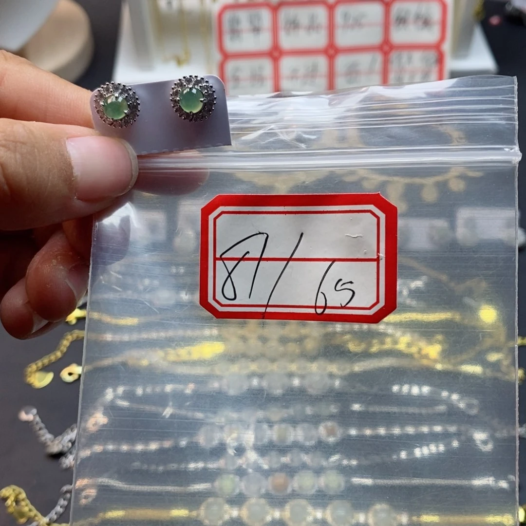 翡翠戒指银S925镶嵌翡翠首饰