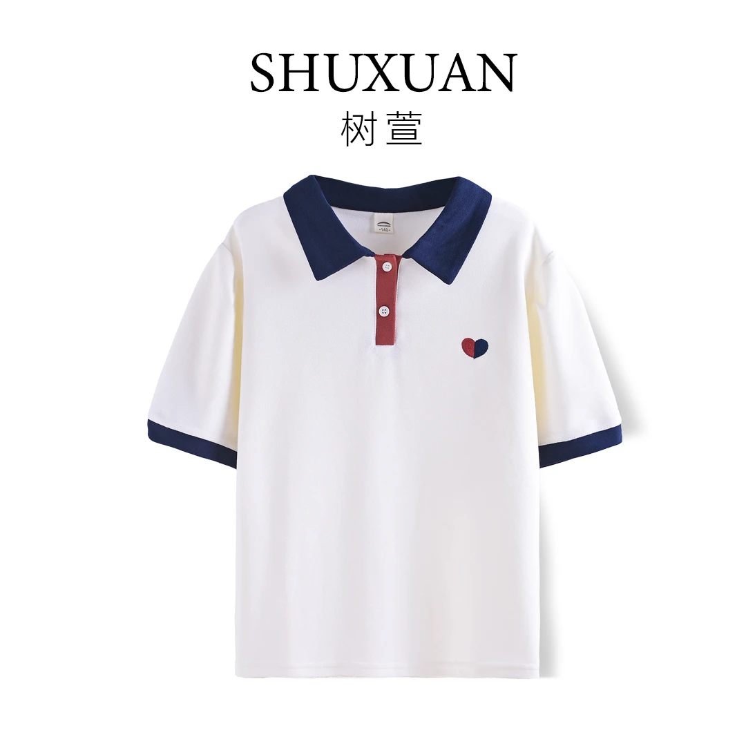 女童夏季短袖T恤2025夏装新款韩版学生洋气宽松polo衫女中大童