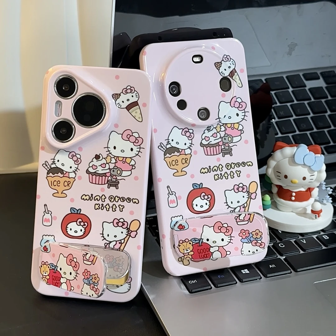 雅天立可爱雪糕Kitty支架适用iPhone16菲林硬壳华为vivo小米oppo