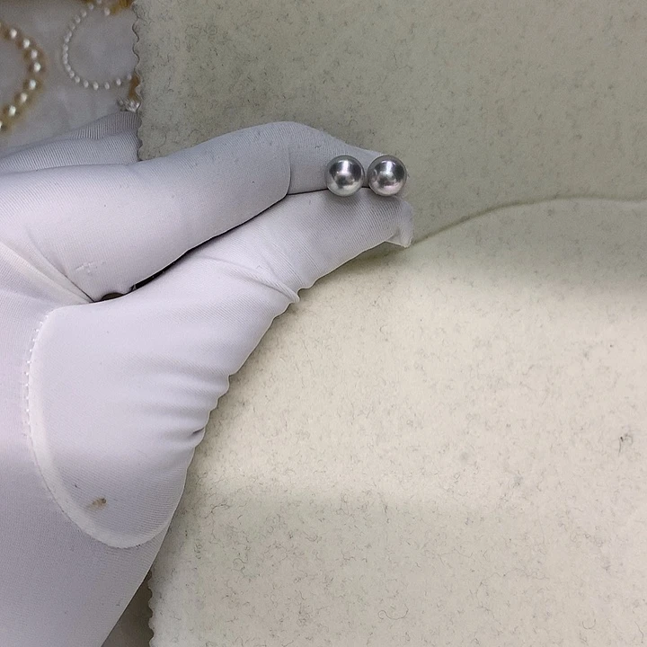 海水珍珠耳钉7.5-818K金镶嵌