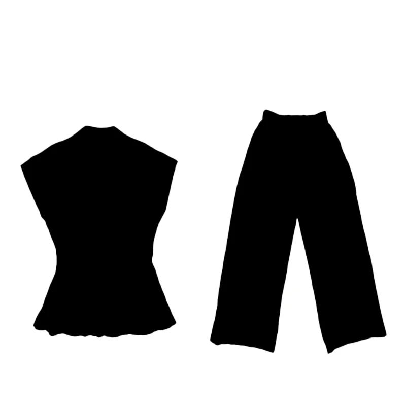 Dan Dan 暗黑风收腰显瘦重磅套装女 时尚长裤衬衫俩件套