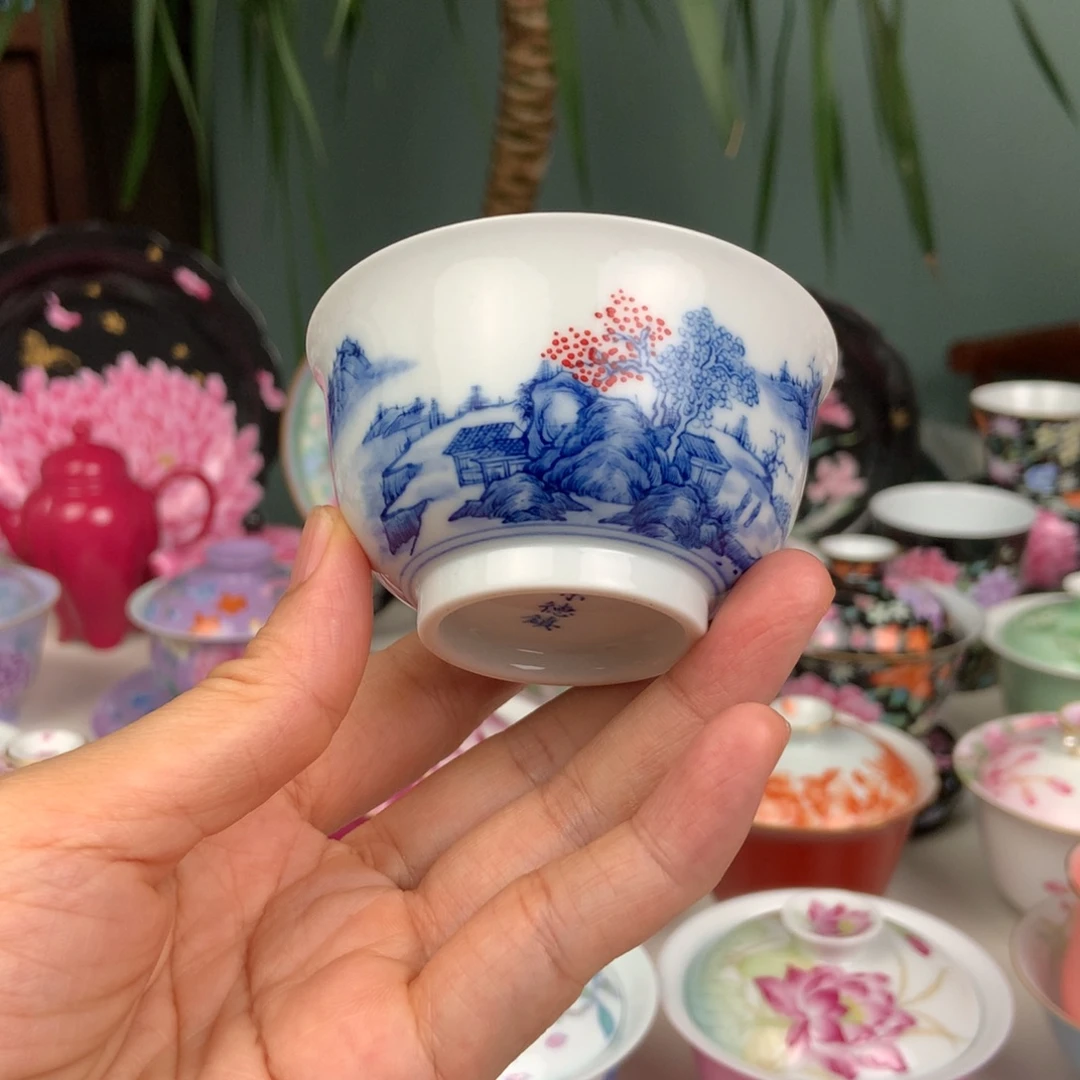 上水如是杯手绘手工