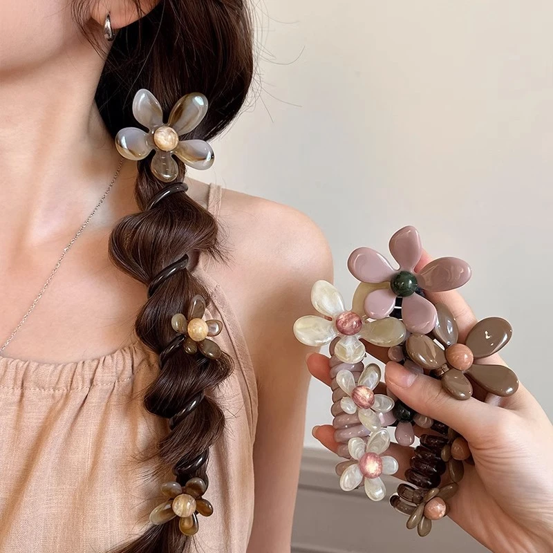 超仙花朵电话线发圈直条头绳女2025新款高级感ins泡泡辫编发