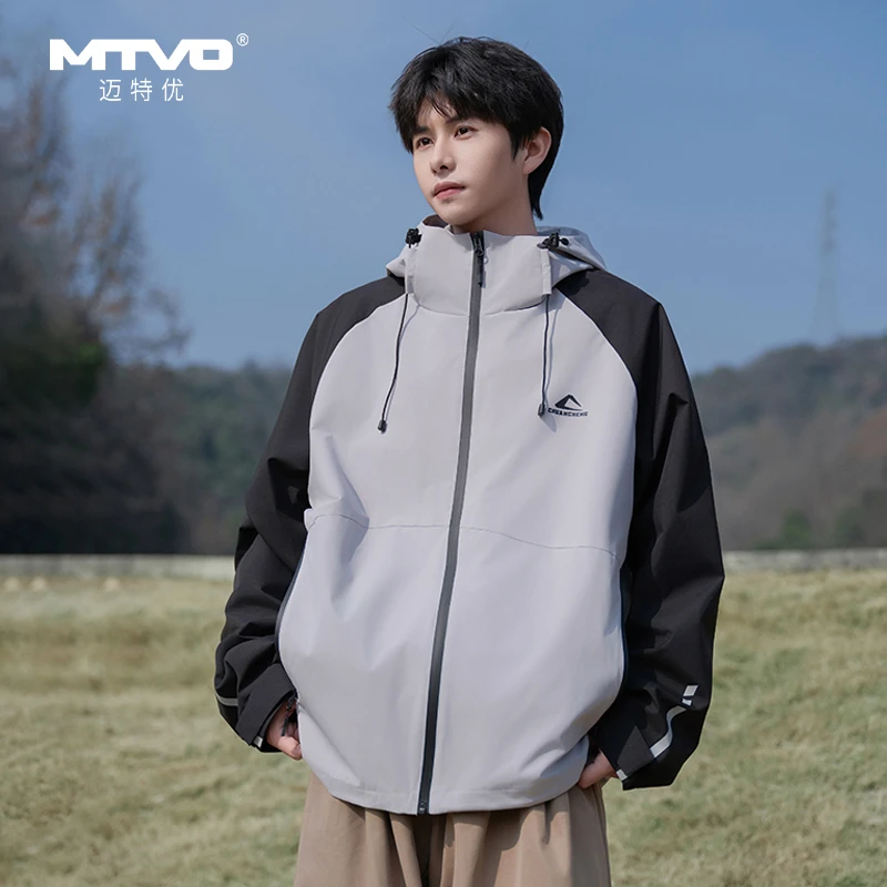 MTVO迈特优连帽拼色印花夹克潮流港风百搭男宽松上衣外套81523098