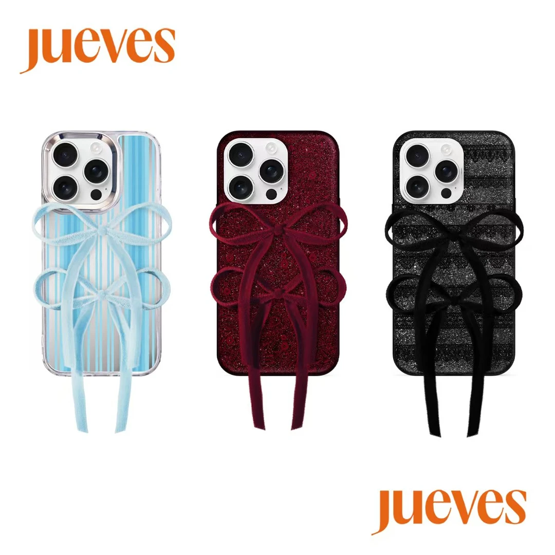 JUEVES原创设计星期四蝴蝶结丝绒绑带壳系列