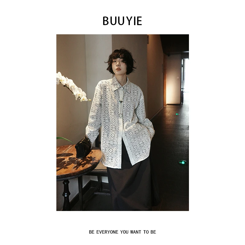 BUUYIE 25SS【自然颂】气质小众设计高级感镂空假两件衬衫 250227