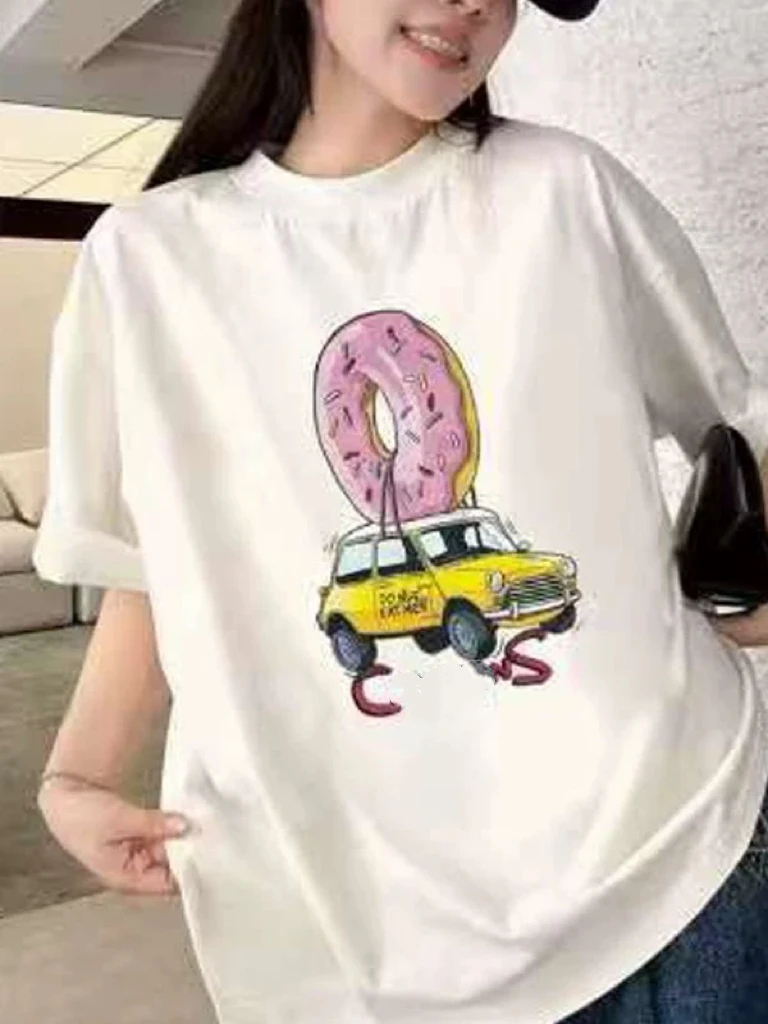 【9031】予#印花图案圆领宽松上衣