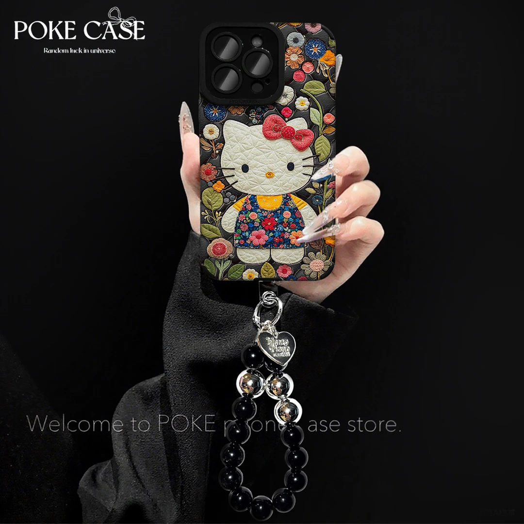 轻奢瞳眼花草KT猫适用于苹果17华为vivo小米oppo手链手机壳