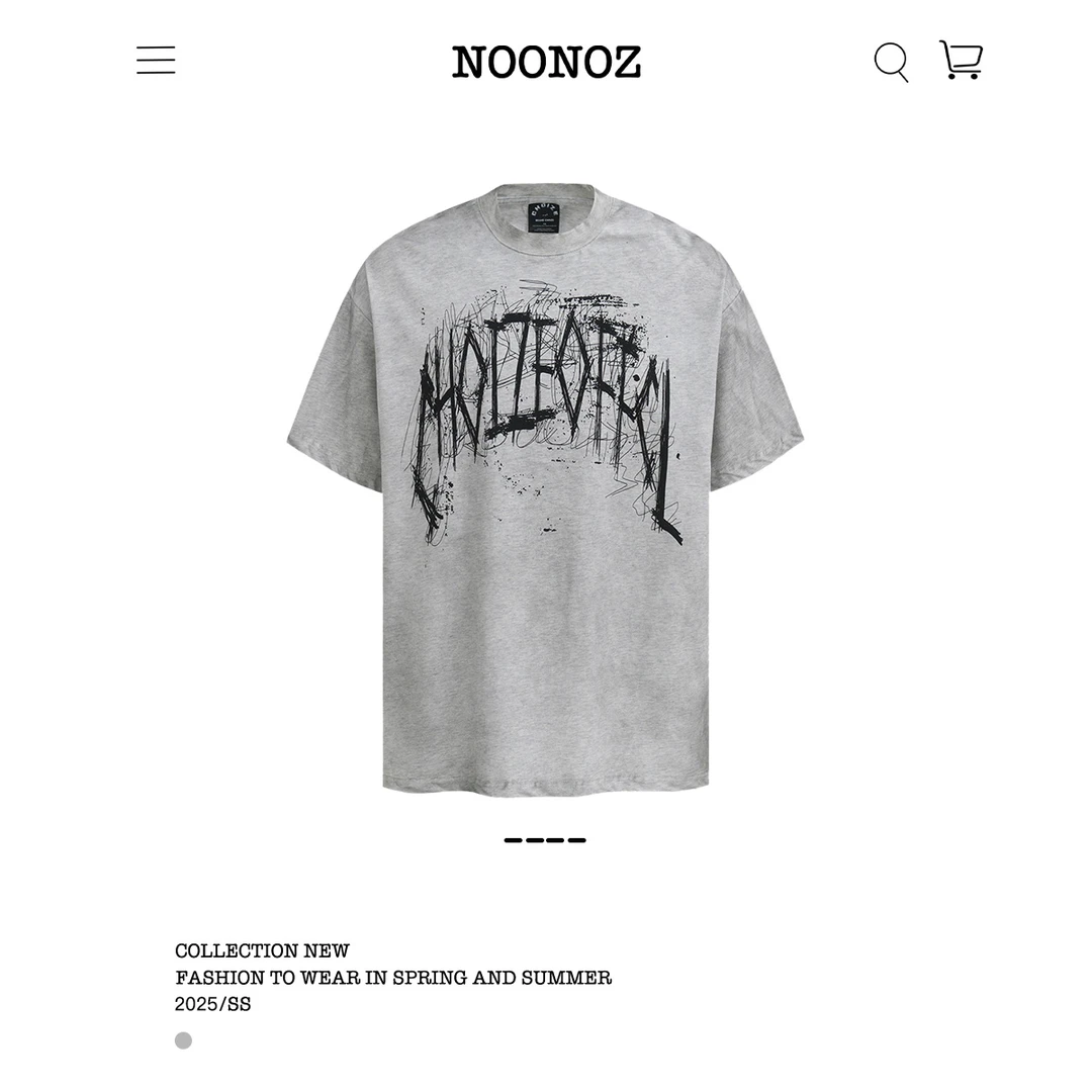 NOONOZ潮牌欧美高街涂鸦字母水洗短袖男夏季美式T恤嘻哈情侣上衣