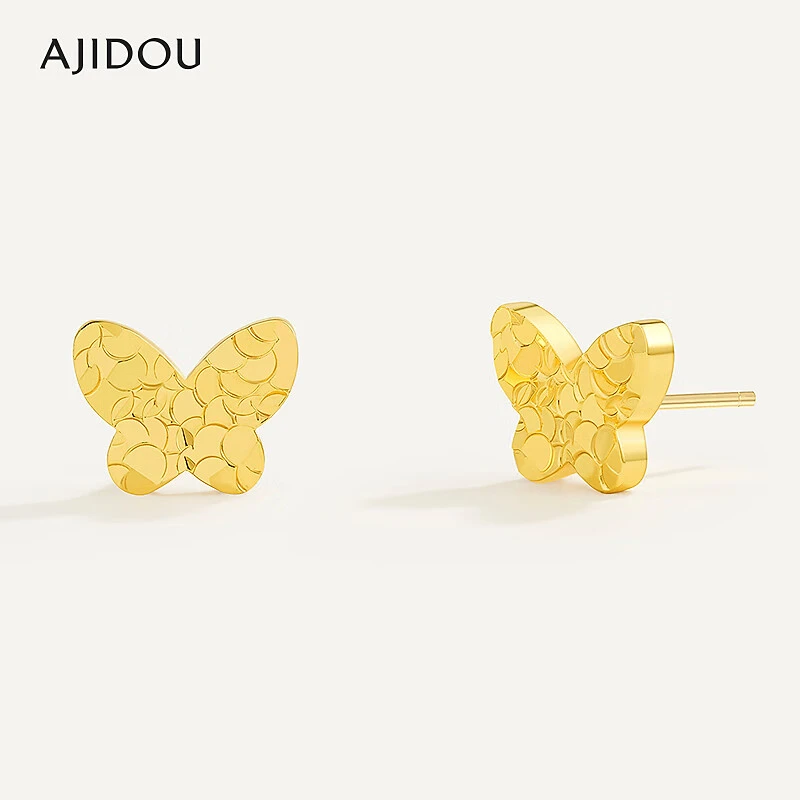 合金无非金属耳饰 AJIDOU阿吉豆时尚复古蝴蝶耳钉耳环甜美