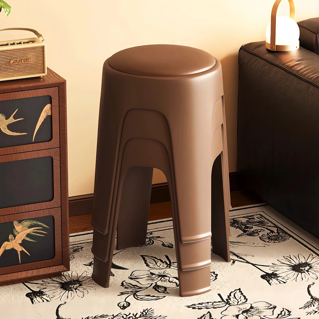 中古风加厚软包凳子家用高级感可叠放餐凳结实耐用客人备用塑料凳