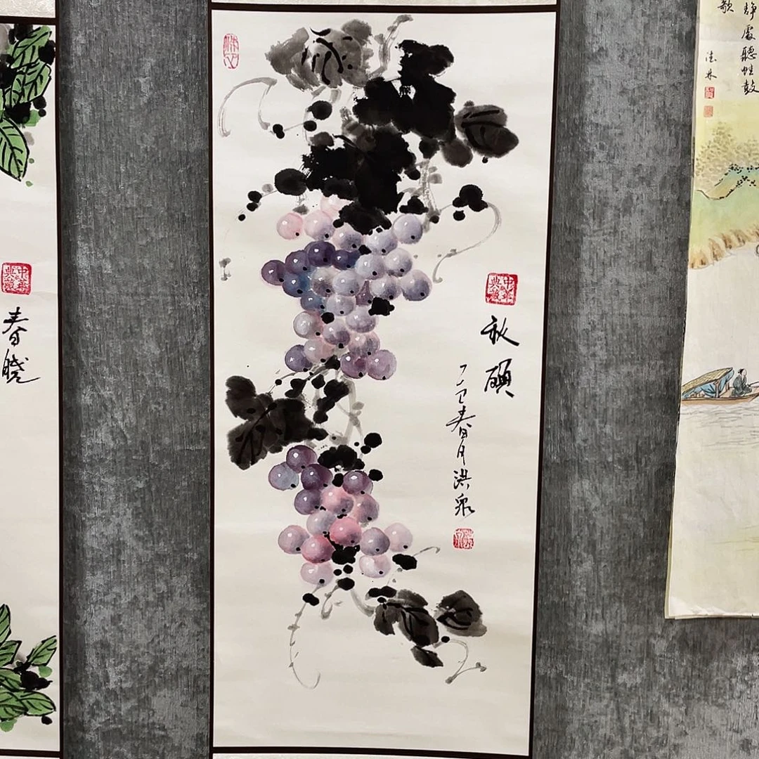 国画绘画作品莘洪泉70.30画芯卷轴