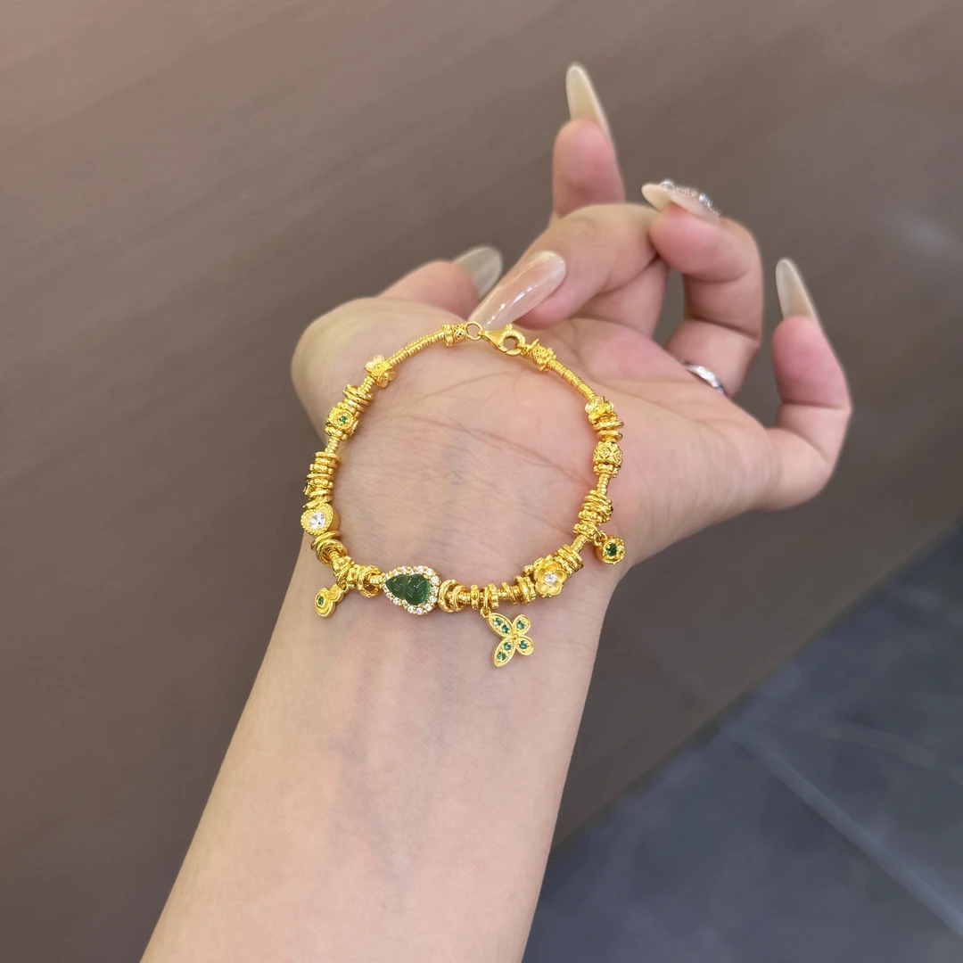 【菠萝珠宝】足金999  时尚如意福禄蝴蝶仙子手链  金重：20.56克