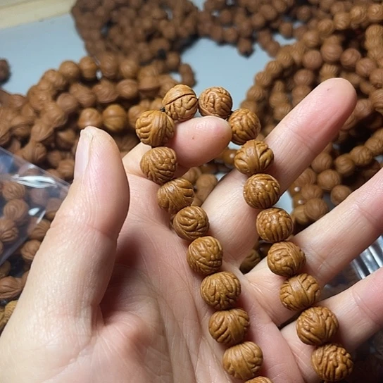 吊坠桃核钧*秦岭龙纹小金豆12尺寸手串微修