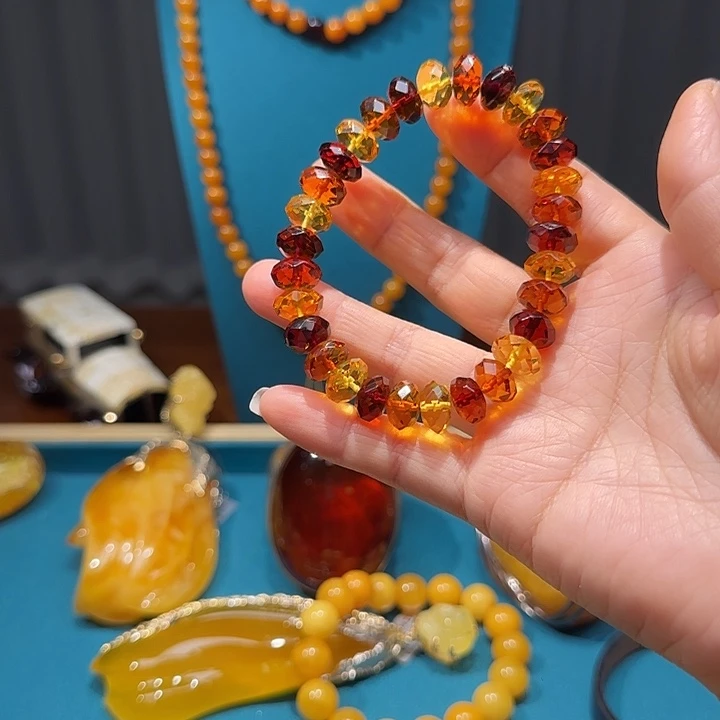 琥珀未镶嵌手链波兰设计款琥珀蜜蜡