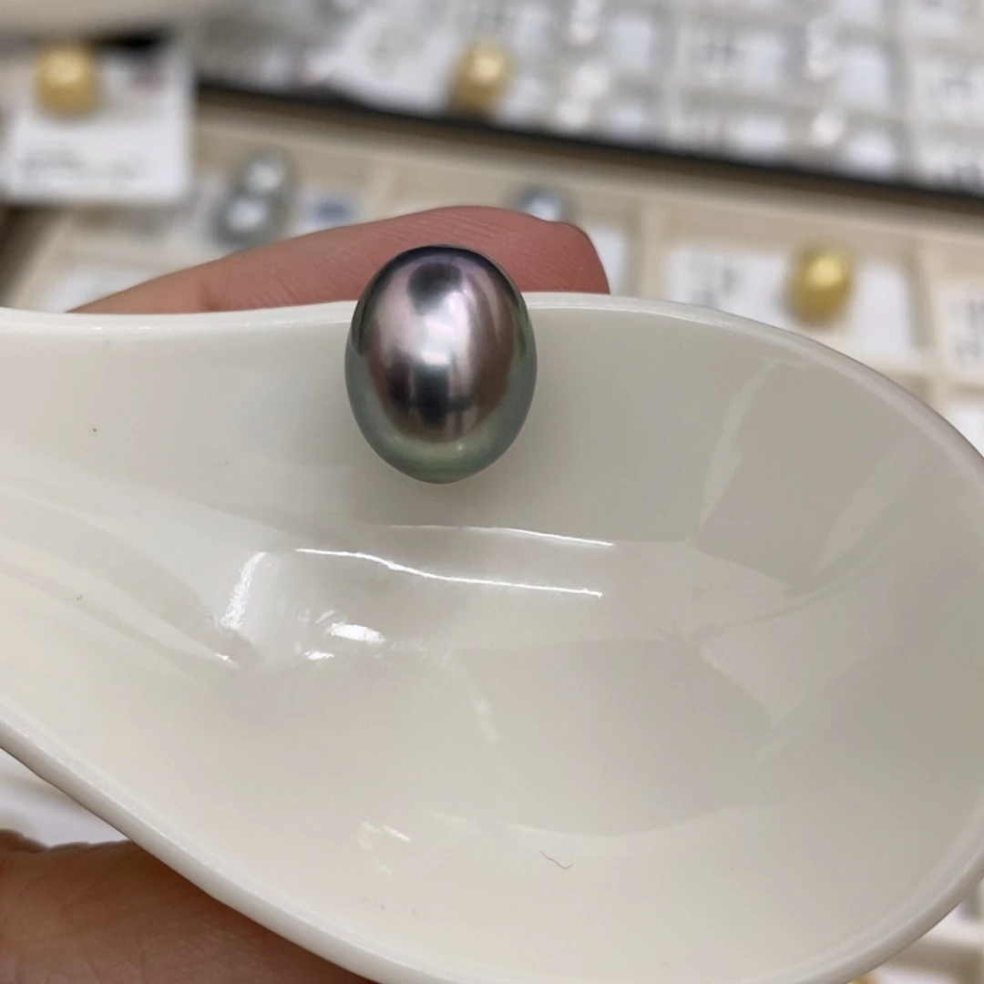 海水珍珠裸珠未镶嵌大溪地铂金灰10.9
