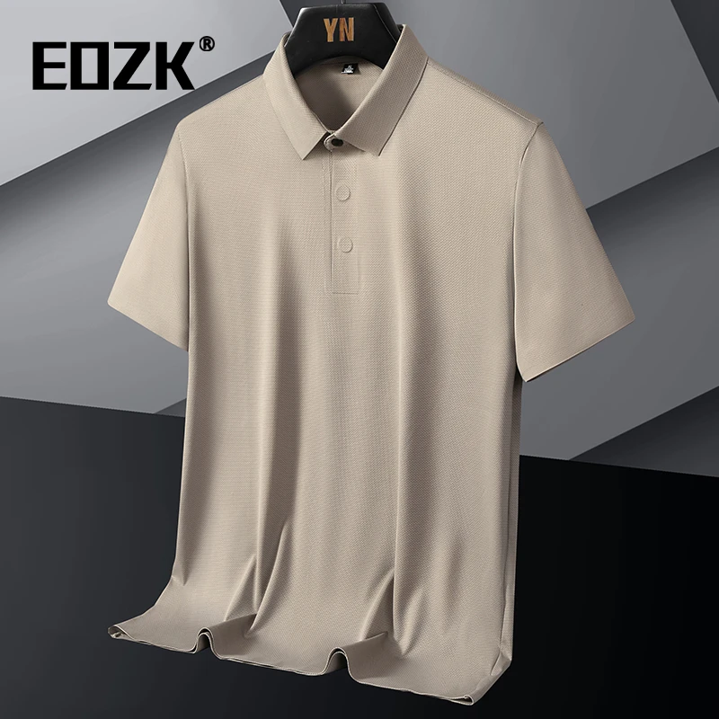 Eozk冰丝短袖t恤男夏季加肥加大码宽松休闲翻领polo衫半袖打底衫