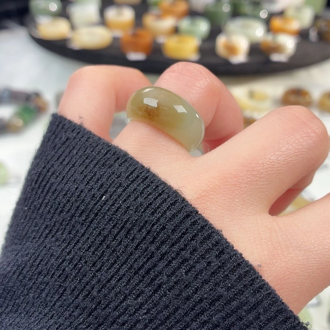 和田玉未镶嵌戒指S63一口糖馒头16.7