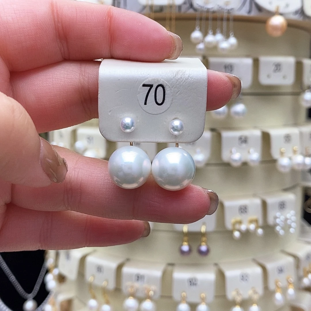 淡水珍珠耳饰18K金镶嵌