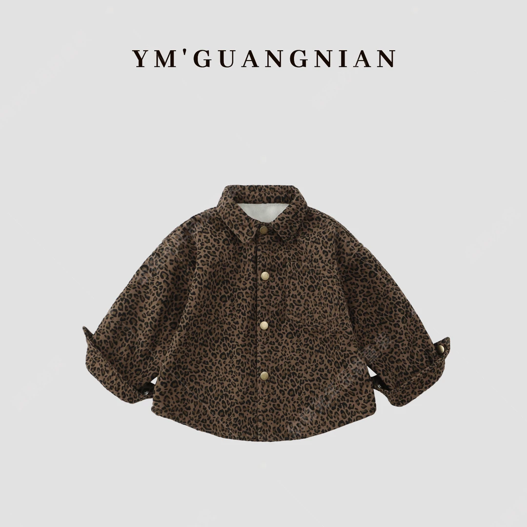 【幼棉光年】萌娃冬装加绒保暖舒适经典豹纹衬衫外套72879