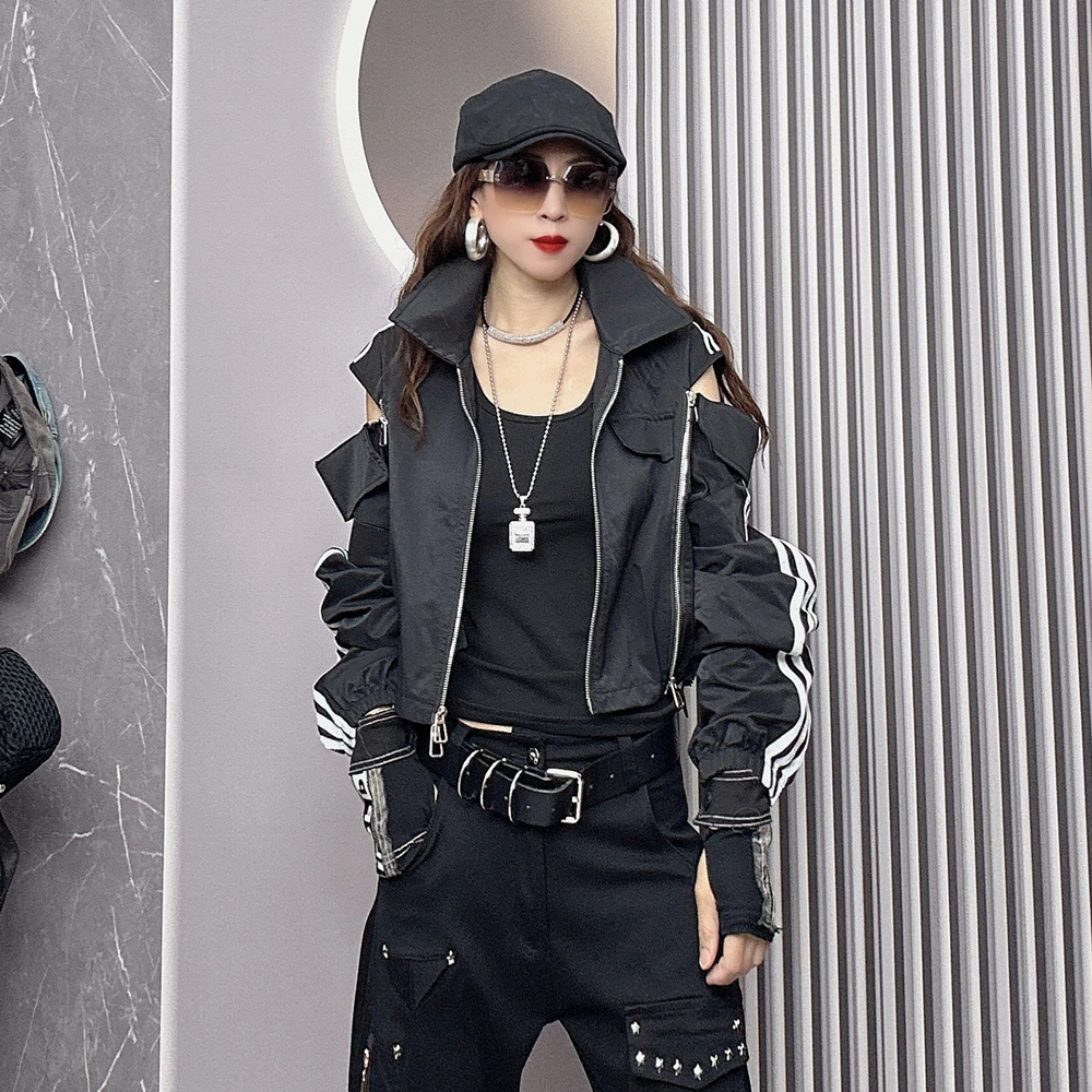 欧货潮牌网红款2025春季个性洋气两穿百搭外套可拆袖时尚女装上衣